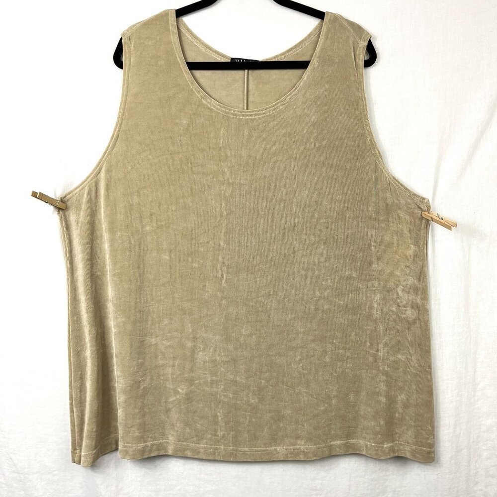 NEW Vikki Vi‎ Sleeveless Slinky Acetate Top Womens 3X Plus Size Neutral Mature